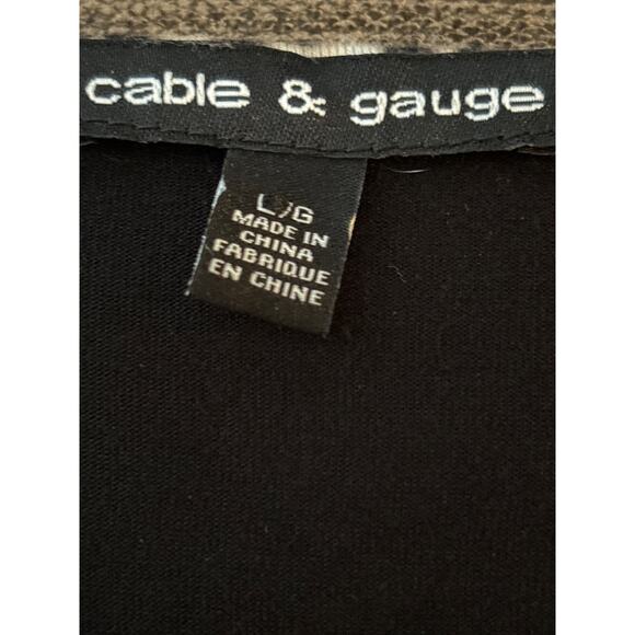 Cable & Gauge Shirt Top Blouse Black With Animal Print Trim Layered Bell Sleeves - Picture 8 of 8